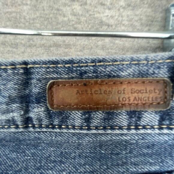 Articles of Society Jeans Womens 27 Blue Denim Mid Rise Distressed Patches - Picture 7 of 12